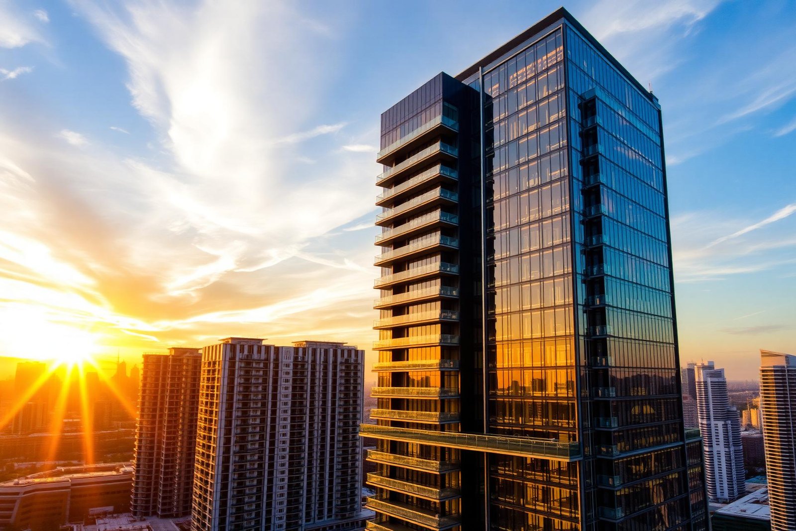 Downtown 66 luxury tower at golden hour